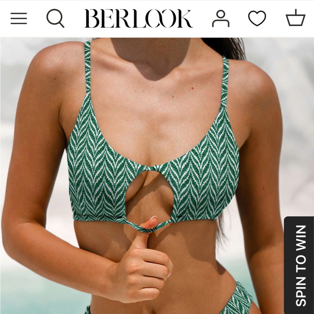 Green Geometric Cut Out Bikini Top